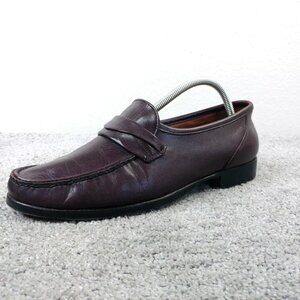 Nordstrom Loafers Mens Size 9.5 Dress Shoes Made In Italy Leather Burgundy Brown